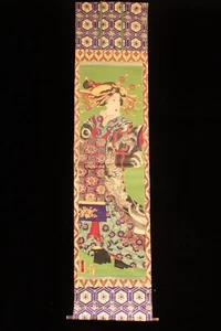 Ukiyoe Japanese woodblock print Hanging scroll Oiran Yoshitora Utagawa (K00392) - Picture 1 of 10