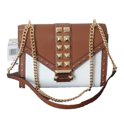 MICHAEL KORS WHITNEY Flap Studded Two-Tone MD Chain Shoulder Crossbody Bag NWT - Image 1 of 4