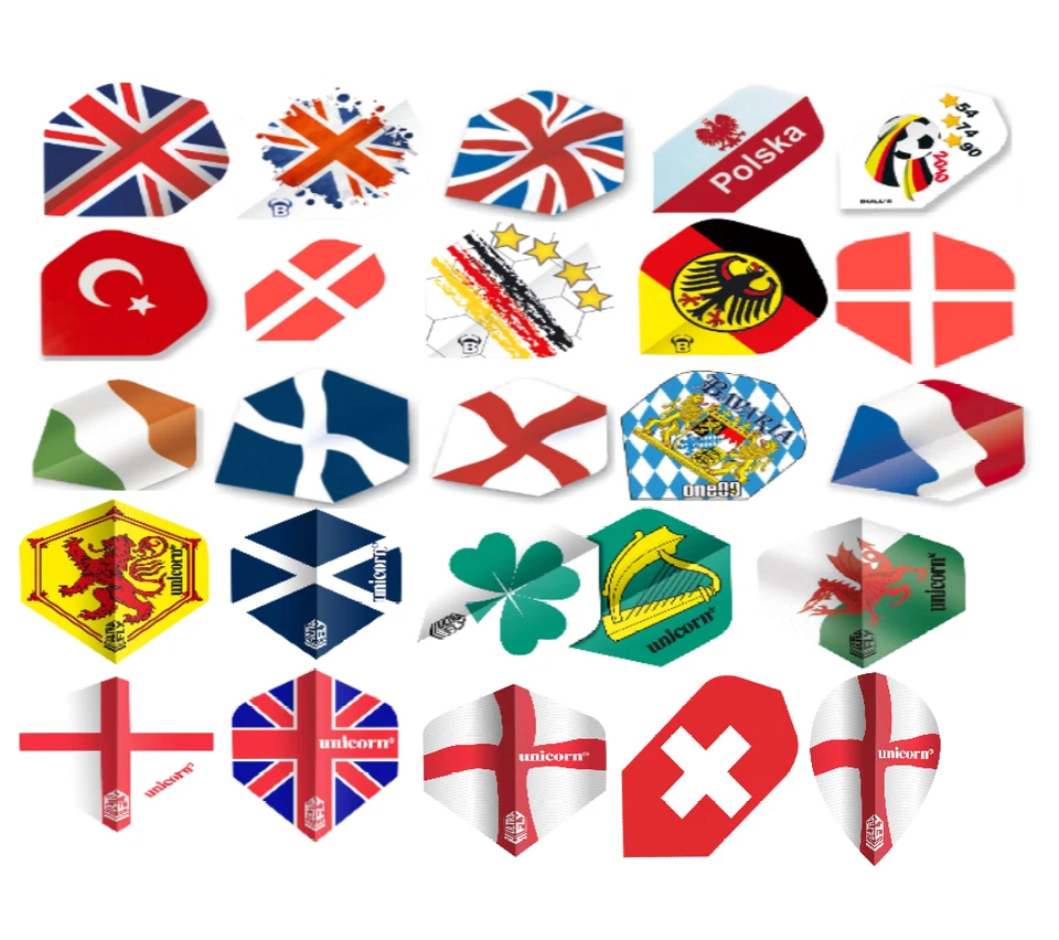 1 Satz,3st Länder Flight`s Standard , Bull`s , Unicorn ,One80,Flaggen  - Bild 1 von 1