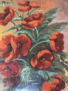 1999 - Zdenek Kolbuch - Peonie Rosse - Olio - Originale - Dipinto - Arte - Firmato - Foto 1 di 6