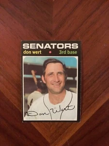 1971 Topps Washington Senators Don Wert Card 307 - Picture 1 of 2