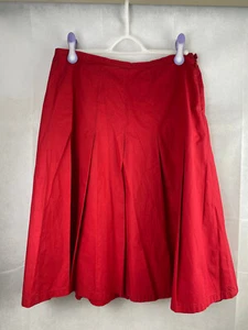 Vila Skirt Size M Red Midi Flare Cotton Summer - Picture 1 of 12