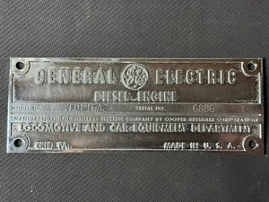 Vintage General Electric Diesel Engine Locomotive Builders Plate SP Dash 7 - Picture 1 of 2