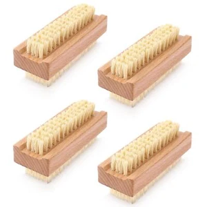 Pack of 4 Double Sided Wooden Nail Scrubbing Brushes Heavy Duty Nail Brushes - Picture 1 of 6