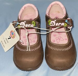 Size 7 Dora the Explorer Mary Jane Toddler Girls Shoes Rubber Sole 