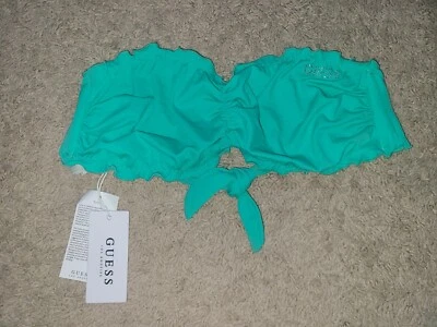 Guess Y2K Bling Bikini Top Size XL Bandeau Strapless Swimsuit Rhinestone Ruffle - Image 1 of 4