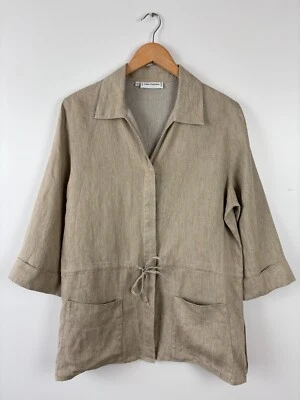 Chaqueta Blazer Túnica Vintage Anne Fontaine Lino Beige Mujer Talla 4 Foto 1 de 4