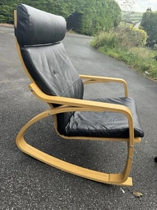 Ikea Poang Rocking Chair (£249 New) Leather Cushion - Picture 1 of 4