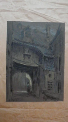 Fusain  double face signé Jules Noel - Photo 1/4