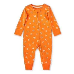 Christian Robinson Baby Alphabet Print Front Zipper Long Sleeve Pajama 0-3 M - Picture 1 of 8
