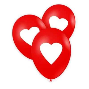 Palloncini 12" (30cm) rosso 28 con stampa bianca Cuore su 2 lati, 100pz. - Foto 1 di 1