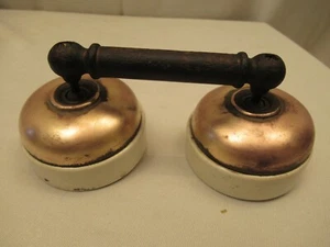 Antique Electric Switch Brass & Porcelain Telephone Shape Vitreous British Make - Picture 1 of 5