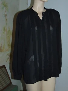Vintage 80s Diane Von Furstenberg semi sheer button front blouse pleated 12 - Picture 1 of 10
