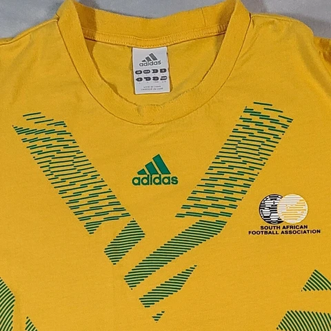 Adidas Soccer T-Shirt Men's Large Yellow W/Green   South African Football Assn Cover