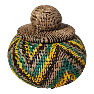 Tropical Harmony Woven Basket With Top - Picture 1 of 14