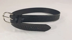 TEX SHOEMAKER 254 LEATHER BELT 1.5" WIDTH SILVER BUCKLE BASKET WEAVE SIZE 32" - Imagen 1 de 1