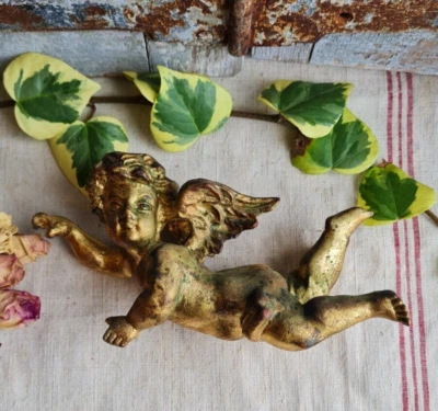 ANCIEN ANGE EN BOIS CHERUBIN A SUSPENDRE - Photo 1/4