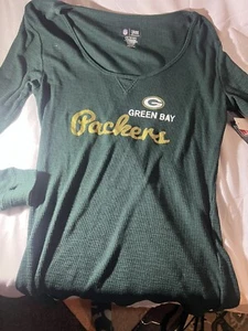 Green Bay Packers Long Sleeve Thermal Knit Shirt Women’s Large - Picture 1 of 3