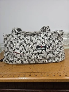 Kavu Large Bag Multiple Compartments Dots 15"×"10 Zipper Magnet Snap Black White - Picture 1 of 18