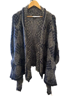 Cárdigan BCBG Maxazria abierto largo tejido en azul marino y blanco talla pequeña Foto 1 de 4