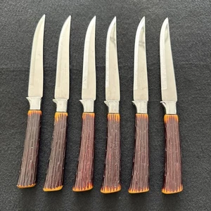 Vintage Edelstahl Faux Hirschhorn Messer 6er Set W Richardson England  - Bild 1 von 9