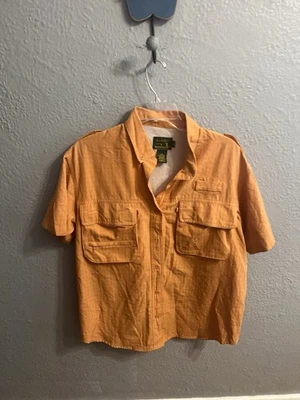 Cabela's Shirt Glidewear Mens Size Large Orange Short Sleeve 2 Pocket Back Vent - Image 1 of 4