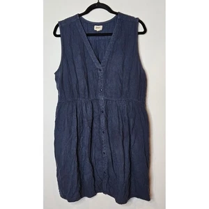 Pact XL Kleid Bio Baumwolle Knopf ärmellos Freizeit dunkelblau minimalistisch - Bild 1 von 5