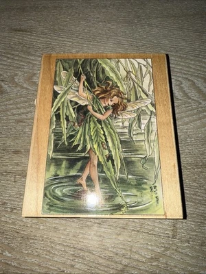 WILLOW FLOWER FAIRY Rubber Stamp  5-1/2" Cicely Mary Barker Fairies wood mount  - Image 1 of 4