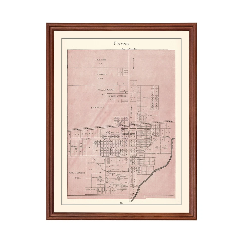 Old Map of Payne, OH 1905 - Vintage Payne Ohio Art - Image 1 of 4