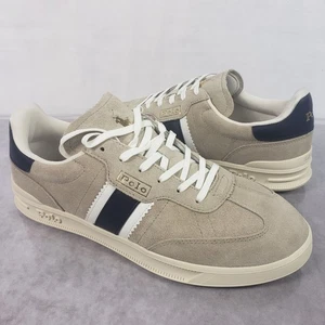 Polo Ralph Lauren Sneakers Mens 9.5 D Heritage Aera Suede Shoes Tan/Navy/White - Picture 1 of 13
