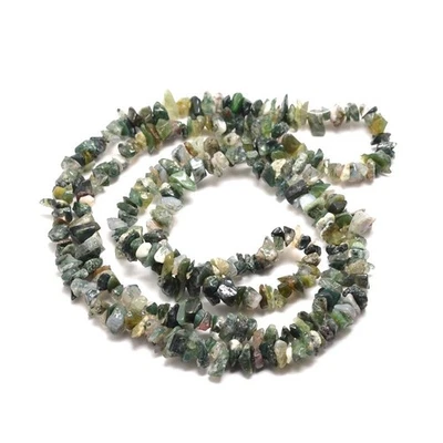 Moosachat Edelstein Splitter Nuggets ~ 4-8mm Strang Chips Perlen auffädeln - Bild 1 von 2