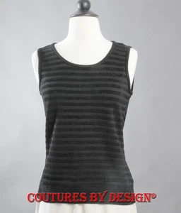 St John Strick Samt gestreift Tank, Top, Shell Caviar Gr. Petite Neu mit Etikett UVP $ 495 - Bild 1 von 2