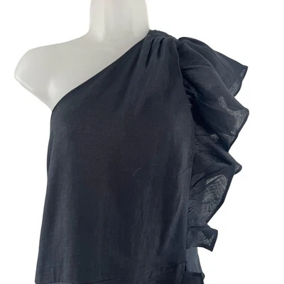 Banana Republic платье женщин размер 18 черный льняной оборки галстук ремень новый с Ярлыками карьера шик - Изображение 1 из 4