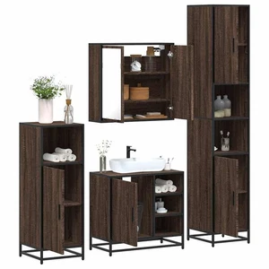 4-tlg. Badmöbel-Set Braun Eichen-Optik Holzwerkstoff - Bild 1 von 10