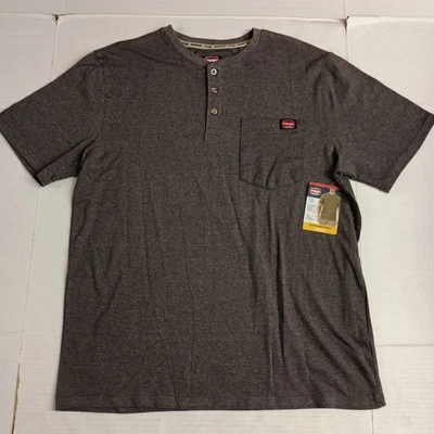 Wrangler Workwear Henley Shirt Men's L (42-44) Charcoal Gray Relaxed Fit Pocket - Image 1 of 4