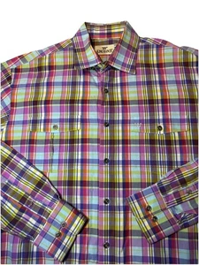 King Ranch Men’s Shirt XL Plaid Long Sleeve Metal Buttons  Western Cowboy Y2k - Picture 1 of 12