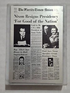 Miniatur Zeitung Nixon tritt zurück Briefbeschwerer Marmorboden - Bild 1 von 14