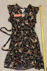 NWT Apricot Brand Floral Tie Dress - Size 12 - Navy - Botanical Ditsy Spray - Picture 1 of 2