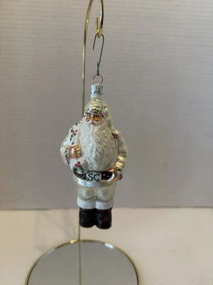 Patricia Breen Christmas Santa, Pearl White W/ Holly/ Sack ornament Pristine - Image 1 of 4