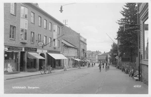 RPPC Värnamo, Sweden, Storgatan, Bicycles Street Scene Vintage Photo Postcard - Picture 1 of 2