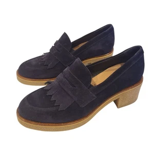 Mocasines Kiltie Ron Blanco Azul Gamuza 39 EU/8.5 Tacón Bloque Italia Silencioso Lujo - Imagen 1 de 12