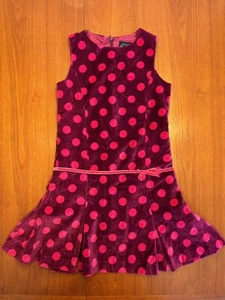 Girls size 9-10 years Mini Boden Velour Dress Pink Purple Dots - Picture 1 of 10