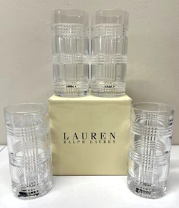 Vintage RLL RALPH LAUREN Glen Plaid Longdrink Kristall Gläser Cocktail 4er Set - Bild 1 von 12