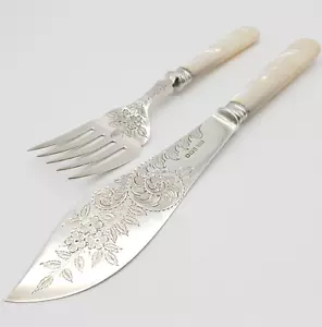 James Dixon & Sons Sterling Silber Vorlegebesteck um 1897-Perlmutt griff- (219) - Bild 1 von 20