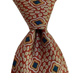 GIORGIO ARMANI Cravatte Men's Silk Necktie ITALY Luxury Geometric Red/Gray GUC - Picture 1 of 3