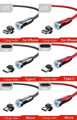CAVO DI RICARICA ESSAGER MAGNETICO ROTANTE PER ANDROID IPHONE TYPE-C O MICRO USB - Bild 1 von 4