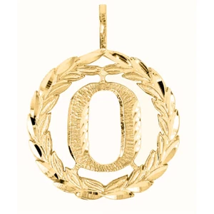 Genuine 14k Yellow Gold 0.78" Wreath Initial Block Letter 'O' Round Pendant - Picture 1 of 5