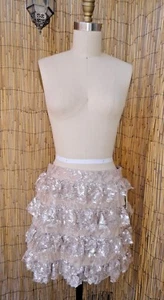 *Alice + Olivia* Layered Lace Ruffle Skirt in Nude NWT Sz 8 Silver Taupe $198 - Picture 1 of 6
