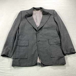VINTAGE Cricketeer Blazer Mens 44R Gray Double Knit Polyester Sport Coat Jacket - Picture 1 of 13