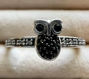 Owl Sterling Silver 1/10-ct. T.W. Black and White Diamond Ring Sz 8 Jewelexcess - Picture 1 of 7